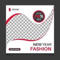 Happy new year super fashion sale social media post template vector