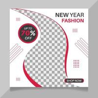 Happy new year super fashion sale social media post template vector