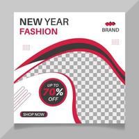 Happy new year super fashion sale social media post template vector