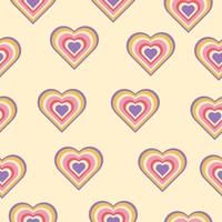 Heart retro pattern 90s, 80s, 70s, 60s background. Valentine's Day 14 February. vector