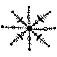 Hand drawn snowflake in doodle style. vector