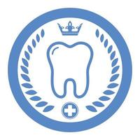 ilustración del logotipo de odontología. diente con corona de laurel y corona vector