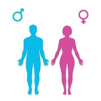 Illustration of silhouette of man and woman with gender symbol vector