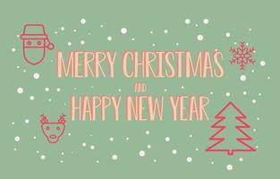 vector de fondo de navidad con copos de nieve blancos y árbol de contorno, santa con mensaje de feliz navidad y feliz año nuevo para papel tapiz o tarjetas de felicitación