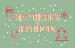Christmas Background Vector with white snowflakes and outline tree,santa with Merry Christmas message and happy new year for wallpaper or greeting cards