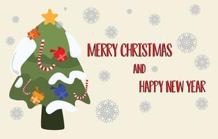 Christmas Background Vector with snowflakes and  gift on tree,santa with Merry Christmas message and happy new year for wallpaper or greeting cards