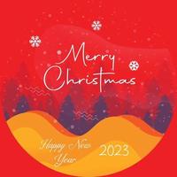 Christmas and New Year typographical on red background with Gold glitter texture. Vector illustration for golden shimmer background. Xmas card. Vector Illustration