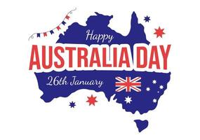 Happy Australia Day Observed Every Year on January 26th with Flags and Map to Diversity of Peoples in Flat Cartoon Hand Drawn Template Illustration vector