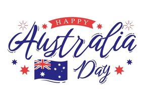 Happy Australia Day Observed Every Year on January 26th with Flags and Map to Diversity of Peoples in Flat Cartoon Hand Drawn Template Illustration vector