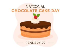 celebración del día nacional del pastel de chocolate el 27 de enero con deliciosa dulzura en dibujos animados planos dibujados a mano ilustración de plantillas vector