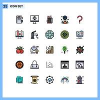 Modern Set of 25 Filled line Flat Colors Pictograph of question mark help equipment time meeting Editable Vector Design Elements