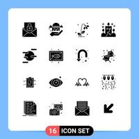 16 Universal Solid Glyph Signs Symbols of science light flora illumination spring Editable Vector Design Elements