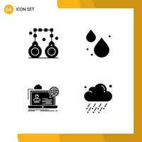 Set of 4 Modern UI Icons Symbols Signs for handcuffs online police spring website Editable Vector Design Elements