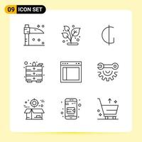 9 Creative Icons for Modern website design and responsive mobile apps 9 Outline Symbols Signs on White Background 9 Icon Pack vector