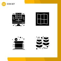 4 Icon Set Solid Style Icon Pack Glyph Symbols isolated on White Backgound for Responsive Website Designing vector