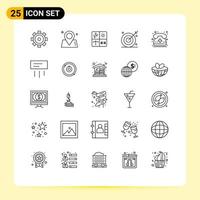 Pack of 25 creative Lines of shooting target eye design bulls aim Editable Vector Design Elements