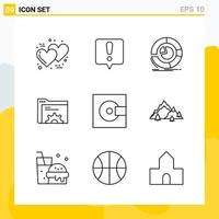 colección de 9 iconos de línea universal conjunto de iconos para web y móvil vector