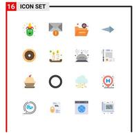 16 User Interface Flat Color Pack of modern Signs and Symbols of food dessert file next arrow Editable Pack of Creative Vector Design Elements