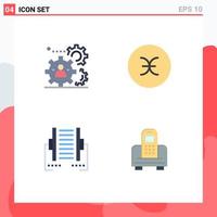 Pack of 4 creative Flat Icons of human computer team sign data Editable Vector Design Elements