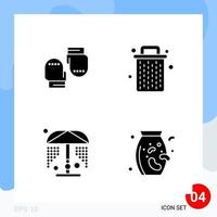Modern Pack of 4 Icons Solid Glyph Symbols isolated on White Backgound for Website designing vector