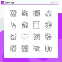 16 Universal Outlines Set for Web and Mobile Applications wedding love ad hearts tabletop display Editable Vector Design Elements