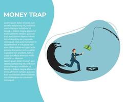 businessman following the trail of financial traps. businessman following financial trap. flat design vector. vector