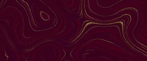 fondo licuado de lujo dorado. textura líquida colorida con brillo dorado y rojo oscuro. textura de mármol. hermoso dibujo con los divorcios y lineas onduladas en tonos grises. superficie metálica dorada. vector