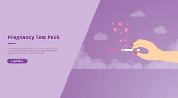 pregnant test pack concept for website landing homepage template banner or slide presentation cover vector