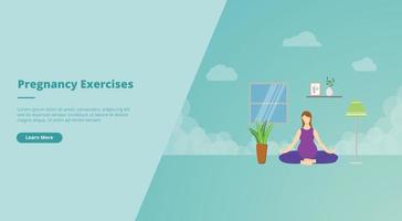 pregnant exercise concept for website landing homepage template banner or slide presentation cover vector