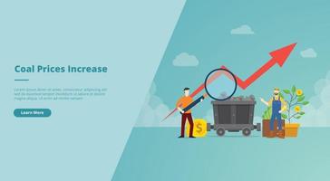 coal price increase concept for website landing homepage template banner or slide presentation cover vector