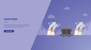 coal crisis concept for website landing homepage template banner or slide presentation cover vector