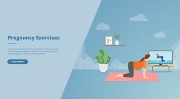 pregnant exercise concept for website landing homepage template banner or slide presentation cover vector