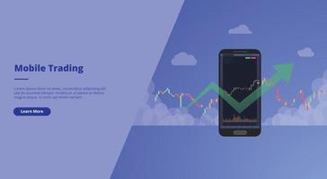 mobile trading stock market concept for website landing homepage template banner or slide presentation cover vector