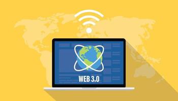 tecnología de concepto web 3.0 con conexiones de icono e internet wifi con estilo plano moderno vector