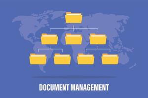 concepto de sistema de gestión de documentos dms con estructura de carpetas con estilo plano moderno vector