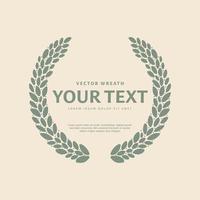 hand drawing vintage green leaf laurel wreath for text copy frame vector