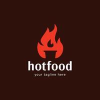 hot pot soul kitchen logo with pot silhouette icon inside fire flame symbol. hot pot simple restaurant logo