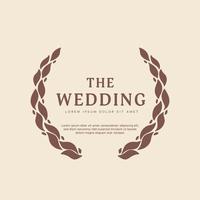 hand drawing brown laurel wreath for wedding element illustration vector