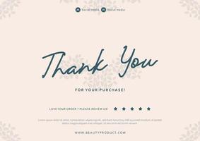 A5 size thank you card print template with beauty aesthetic floral style decoration vector