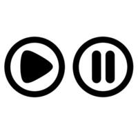 Set of play and pause icon with circle on white background. Perfect for music templates, movies, and live applications. vector