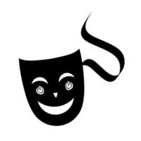 Black theatrical mask with mouth and nose eyes. Happy face art masquerade mask on white background. Perfect for drama, comedy and tragedy logos. Vector illustration