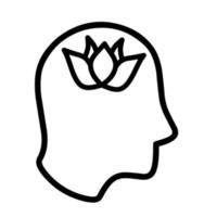 Head vector icon with lotus symbol on white background. The design concept for a peaceful, calm, prosperous and healthy atmosphere.