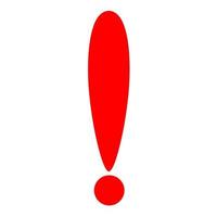 Red exclamation mark icon on white background. Concept with care. vector