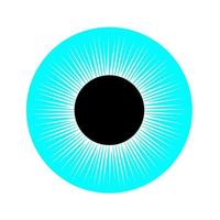 Blue eyeball logo icon with black circle on white background. Optical sight design concept. Vector illustration