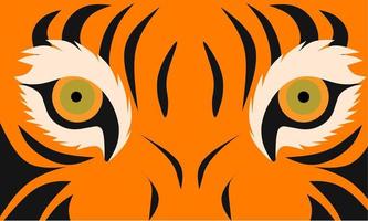 ilustración de vector de ojo de tigre con fondo de expresión facial enojado. el tigre macho es naranja con marcas negras. ideal para carteles de animales.