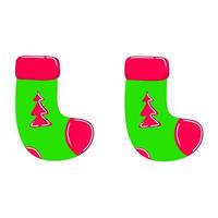 Vector a pair of green socks with a Christmas tree pattern on a white background. Perfect for Christmas and New Year gifts.