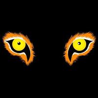 Vector illustration of a tiger's eye in the dark. Tiger head concept on black background.