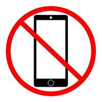 Mobile phone use is prohibited. Smartphone icon with red circle. Warning sign vector illustration.