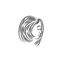 black afro female short hair style logo design vector illustration graphic