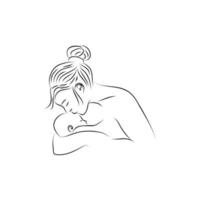 young mom breastfeeding hug and kiss baby logo design vector illustration graphic